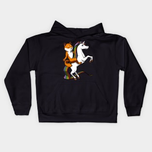 Shiba Inu Dog Riding Uncorn Kids Hoodie